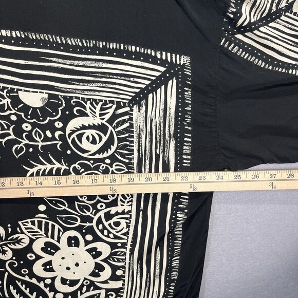 KASHA Black Ivory Floral Rayon Laganlook Button down blouse M Modern, Artsy - Picture 4 of 7